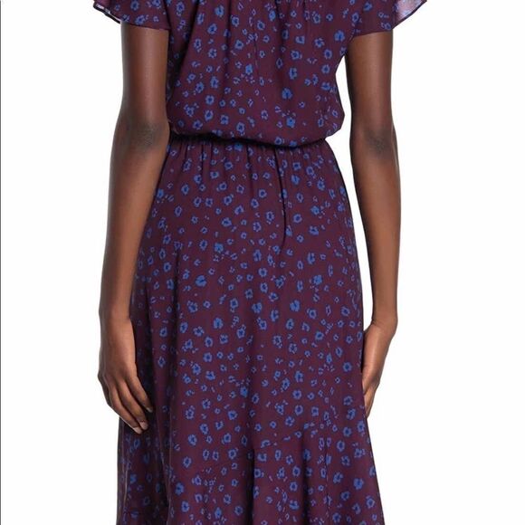 PARKER midi dress flutter sleeves ruffled front elastic waist size S - Picture 2 of 9